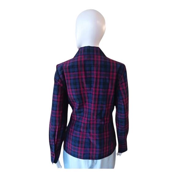 Talbots Plaid Faux Wrap Blouse with Side Zipper Size 4P - Picture 2 of 12